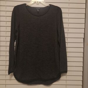 Eileen Fisher Women's Black Striped Wool Sweater Size: Medium